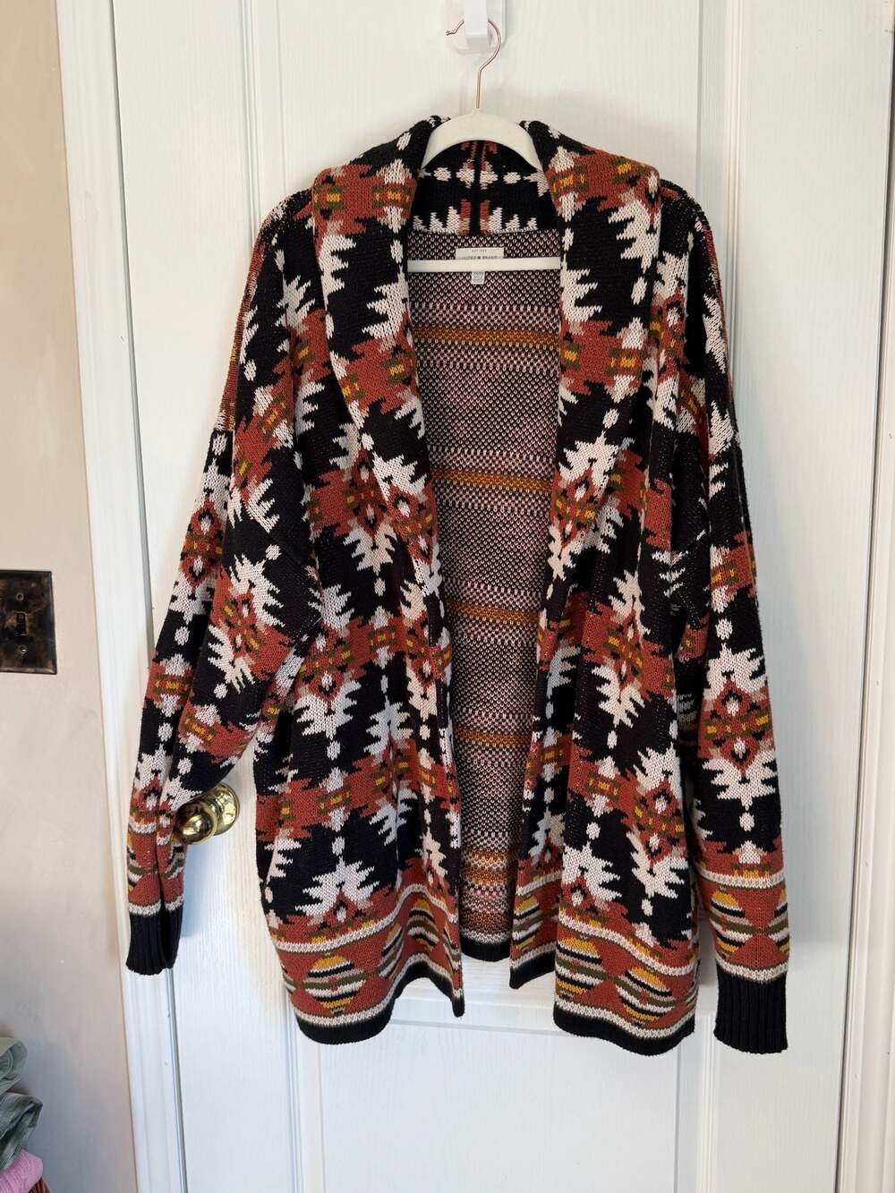 Lucky Brand Aztec Southwestern Shawl Collared Cardigan Size 2X